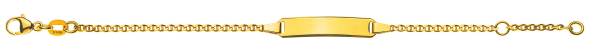 Bracelet d'identité gourmette marine diamantée pour enfants or jaune 375/9 ct. avec plaquette rectangulaire longue