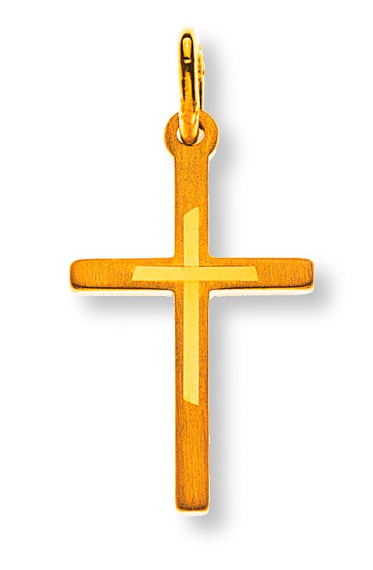 Croix, or jaune 750/ 18 ct. avec motif, 17x10mm