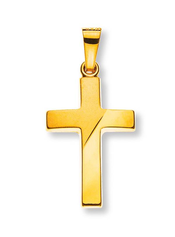 Kreuz, Gelbgold 750/ 18 Kt., sandgestrahlt/ poliert, 18x12mm