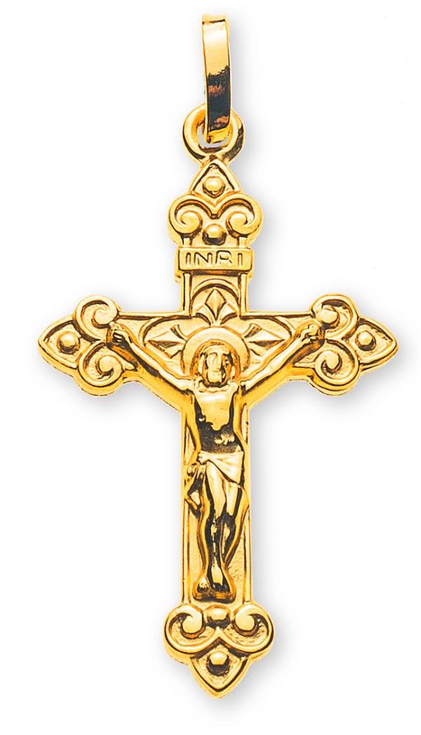 Kreuz mit Christus, Gelbgold 750/ 18 ct., massiv, 24x16mm