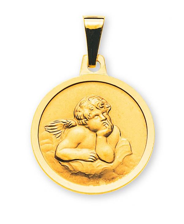 Medaille Gelbgold 750 Engel, 12mm
