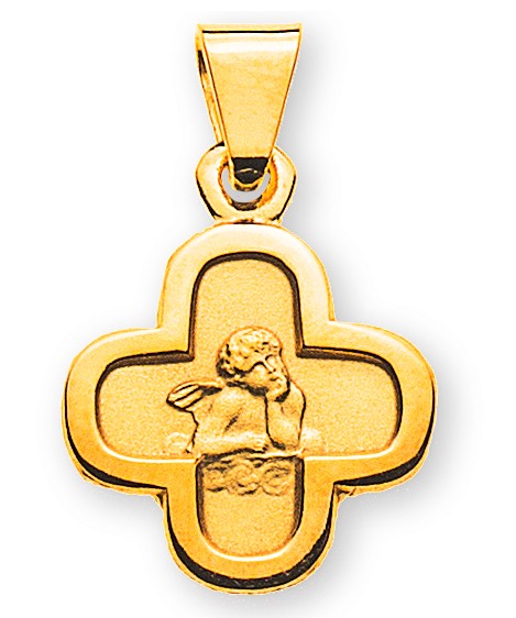 Ange pendentif or jaune750 Croix