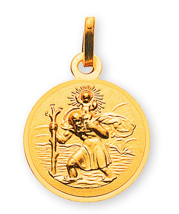 Medaille aus Gelbgold 750 St. Christoph 12mm
