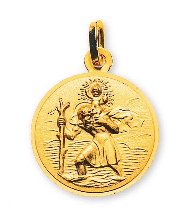 Medaille aus Gelbgold 750 St. Christoph 16mm