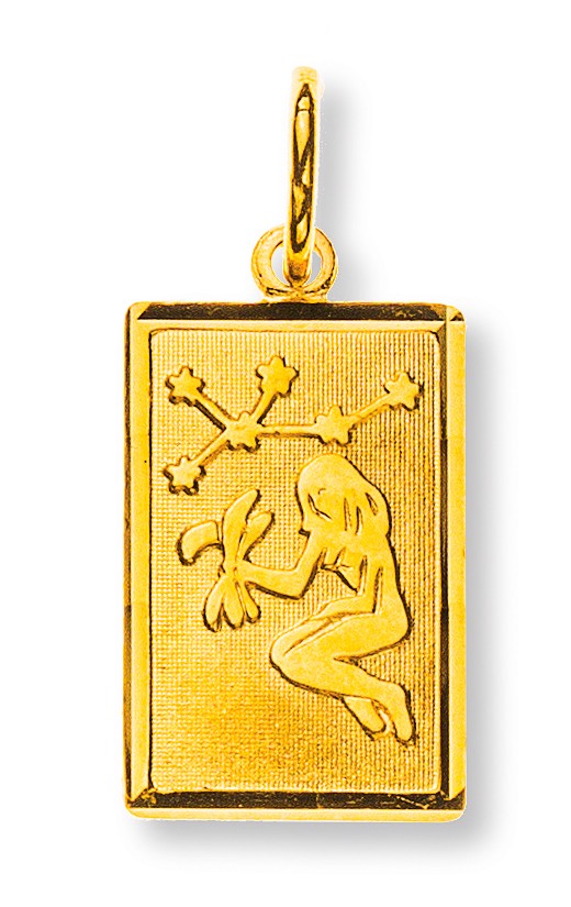 Sternzeichenanhänger Jungfrau Gelbgold 750/18 ct. H: 14mm / B: 9mm mit Sternenkonstellation