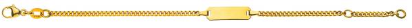 Bracelet d'identité gourmette limée pour enfants or jaune 750/18 ct. avec plaquette rectangulaire courte