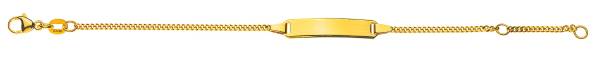 Bracelet d'identité gourmette limée pour enfants or jaune 750/18 ct. avec plaquette rectangulaire longue
