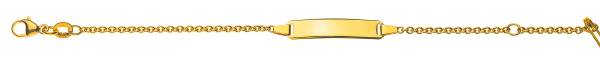 Bracelet d'identité forçat ronde pour enfants or jaune 750/18 ct. avec plaquette rectangulaire longue