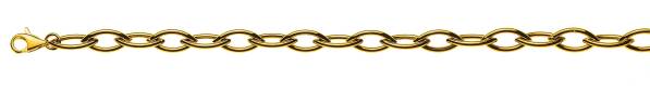Bracelet Navette ronde or jaune 750/18 ct. semi massif env. 7.3 x 14.2 mm, 19 cm