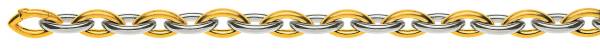 Bracelet Navette bicolore 750/18 ct. (or jaune/or blanc), fabriqué à la main, 20 cm, 8.8 mm