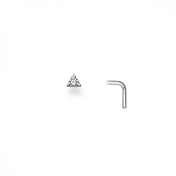 Nasenstecker Dreieck Weißgold 750/18 ct. mit Diamant 0.01ct H/Si