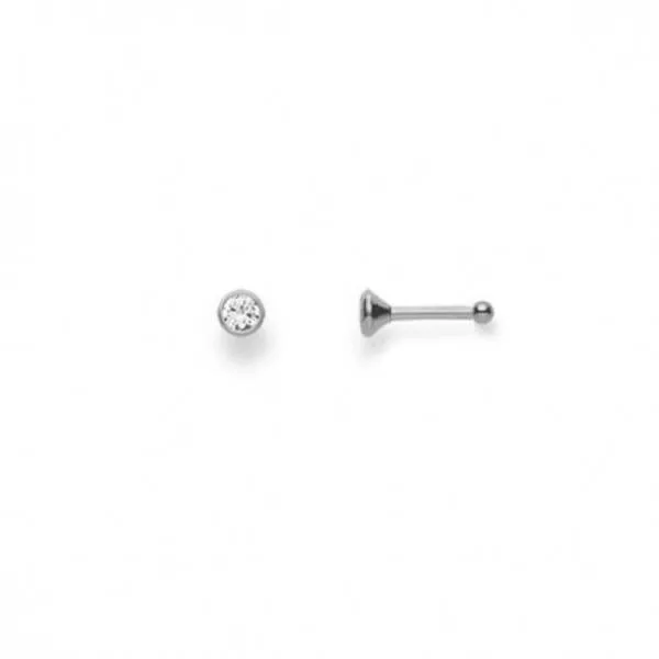 Clou de nez or blanc 750/18 ct. avec zircon