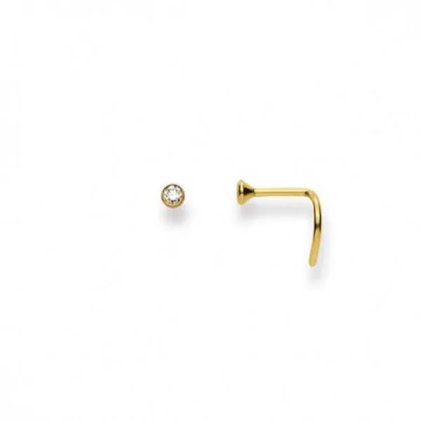 Clou de nez or jaune 750/18 ct. avec zircon