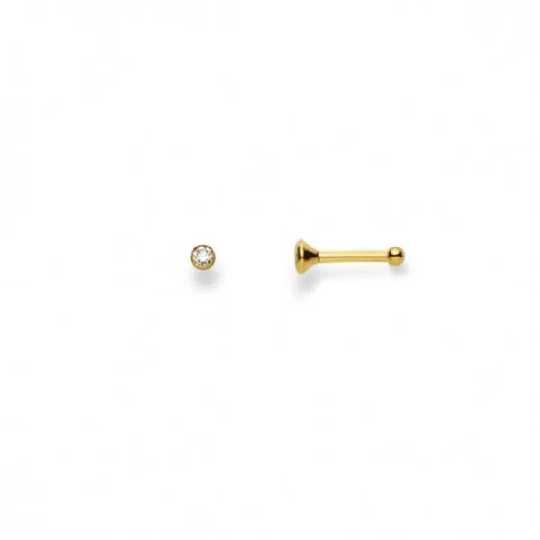 Clou de nez or jaune 750/18 ct, avec zircon