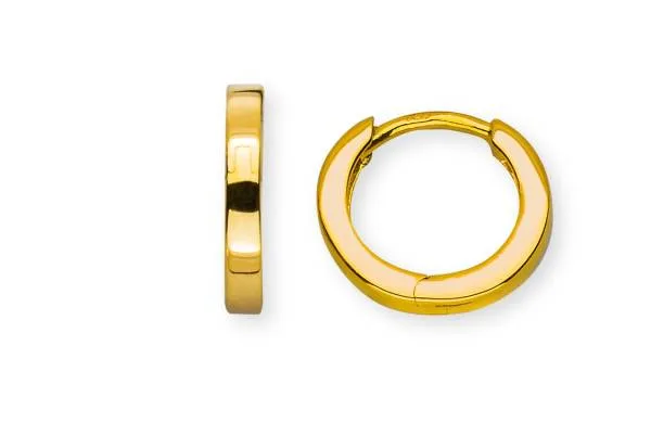 Créoles à charnière, or jaune 750, diamètre 11.8 mm, largeur 2 mm