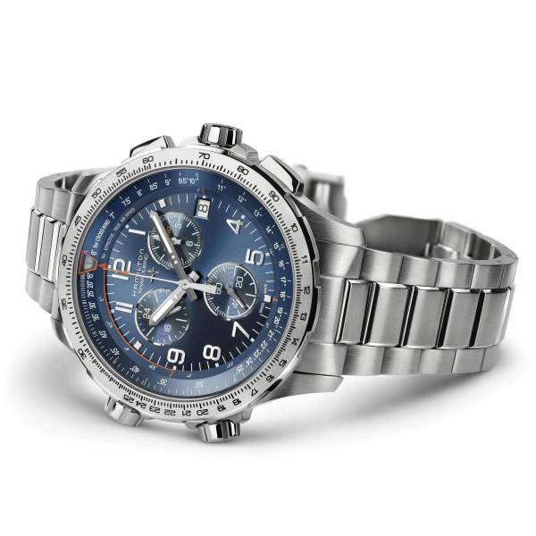 Hamilton Khaki Aviation X-Wind GMT Chrono Quartz Blue, Steel | 46mm