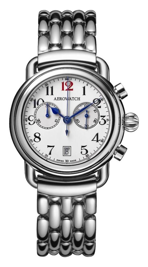 Aérowatch, chrono quartz, bracelet acier