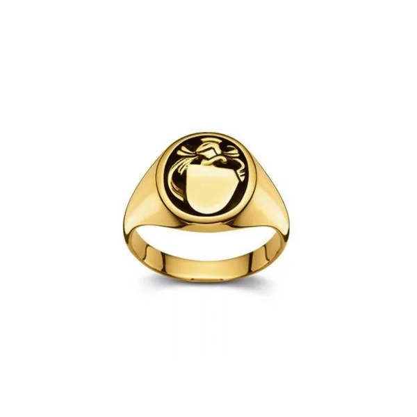Chevalière héraldique or jaune 750/18 ct. 14 x 12 mm