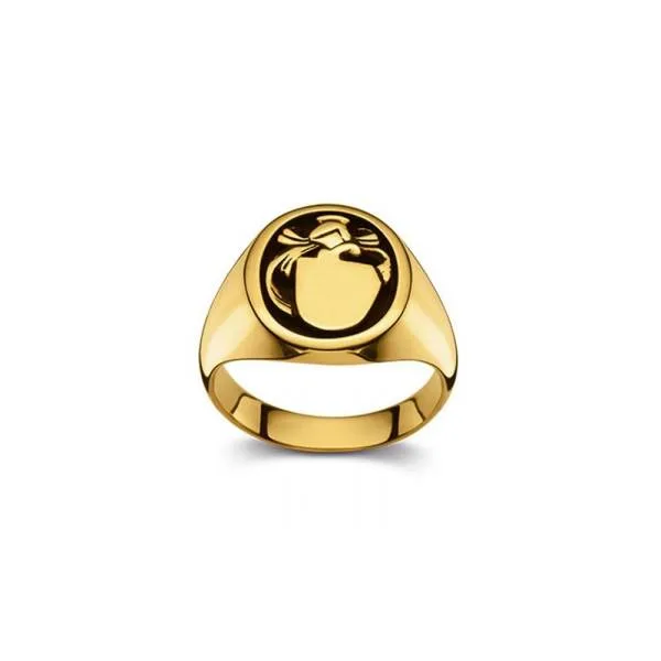 Chevalière héraldique or jaune 750/18 ct. 15 x 13 mm