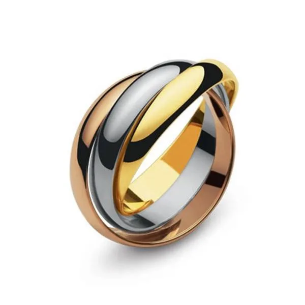 Bague Tricolore blanc/jaune/rouge or 750/18 ct.