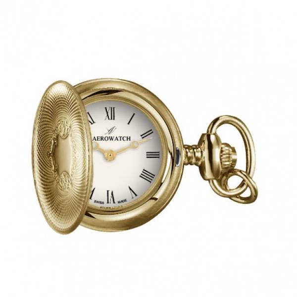 Aérowatch, montre pendentif, quartz, dorée avec décor
