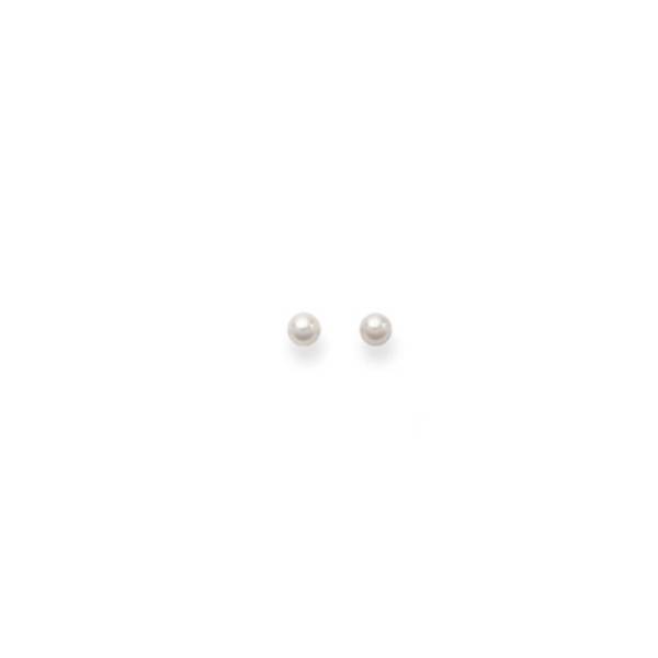 Clous d'oreilles, perles Akoya, 3 - 3.5 mm, or jaune 750/ 18 ct.