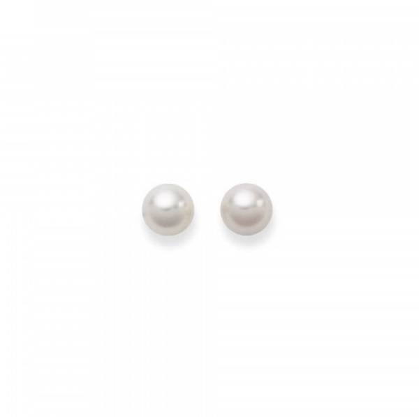 Clous d'oreilles, perles Akoya 7-7.5 mm, or jaune 750/ 18 ct.