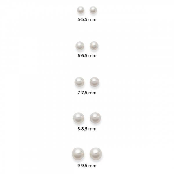 Clous d'oreilles, perles Akoya 7-7.5 mm, or jaune 750/ 18 ct.