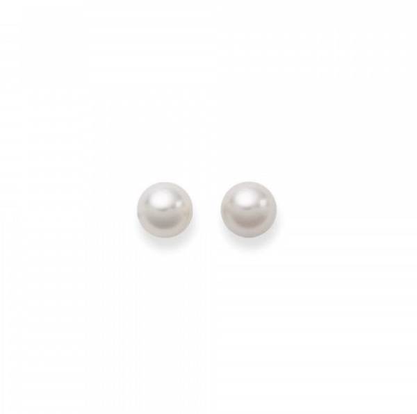 Clous d'oreilles, perles Akoya 8-8.5 mm, or jaune 750/ 18 ct.