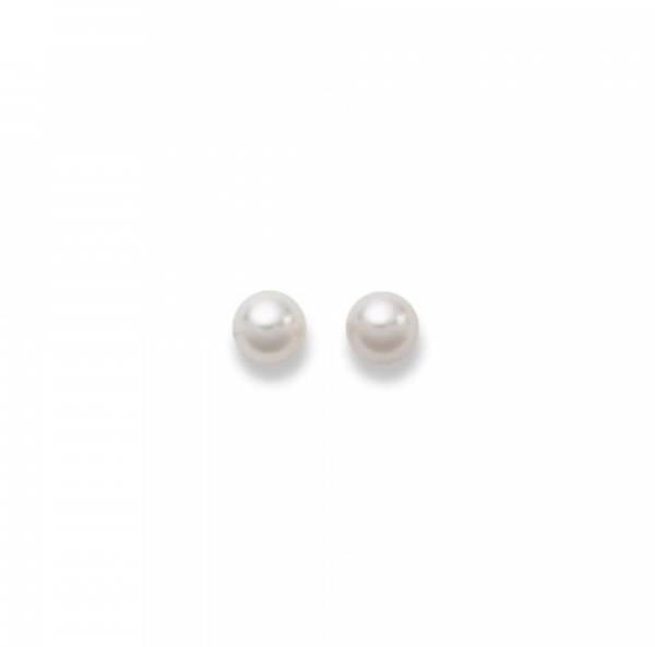 Clous d'oreilles, perles eau douce, 6 - 6.5 mm, or jaune 750/ 18 ct.
