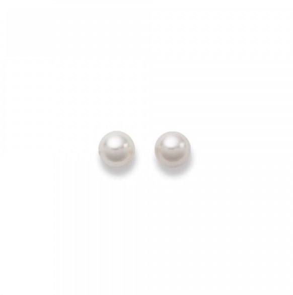Clous d'oreilles, perles eau douce, 7 - 7.5 mm, or jaune 750/ 18 ct.