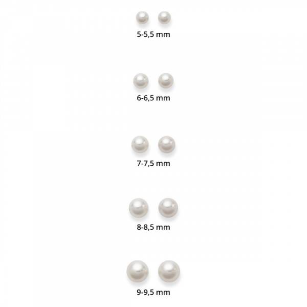 Clous d'oreilles, perles eau douce, 7 - 7.5 mm, or jaune 750/ 18 ct.