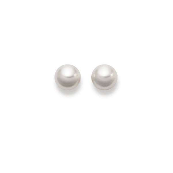 Clous d'oreilles, perles eau douce, 7.5 - 8 mm, or jaune 750/ 18 ct.
