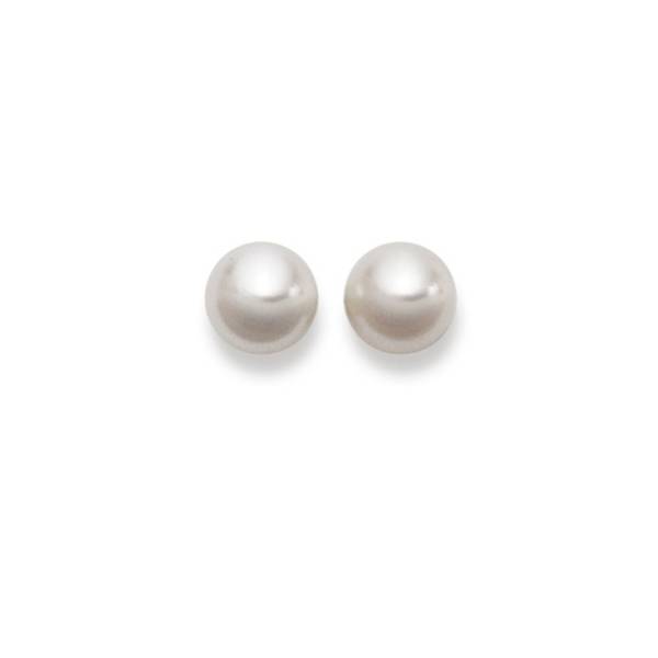 Clous d'oreilles, perles eau douce 8.5 - 9 mm, or jaune 750/ 18 ct.