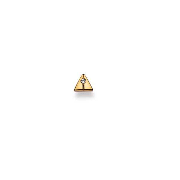 Clou d'oreille, triangle, zircon, or jaune 750/ 18 ct.