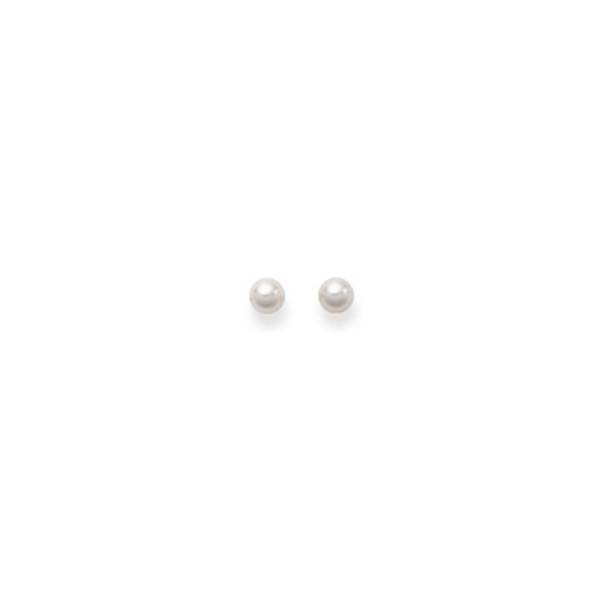 Clous d'oreilles, perles Akoya, 4 - 4,5 mm, or blanc 750/ 18 ct.