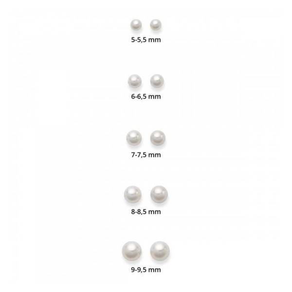 Clous d'oreilles, perles eau douce, 7- 7.5 mm, or blanc 750/ 18 ct.