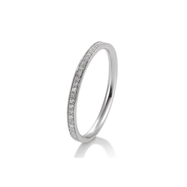 Bague mémoire or blanc 750/18 ct. avec diamants, total 0,165 ct. H Si