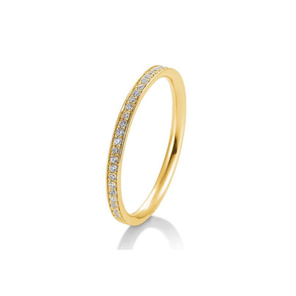 Bague mémoire or jaune 750/18 ct. avec diamants, total 0,165 ct. H SI
