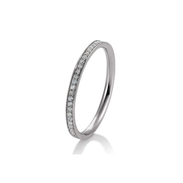 Bague mémoire platine 950 avec diamants, total 0,165 ct. H Si