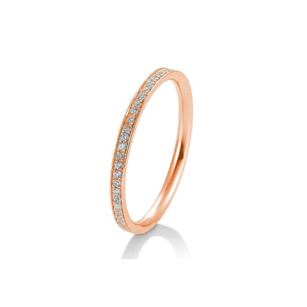 Bague mémoire or rose 750/18 ct. avec diamants, total 0,165 ct. H SI