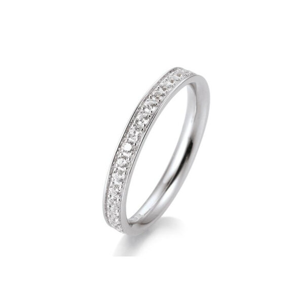 Bague mémoire platine 950 avec diamants, total 0,40 ct. H Si