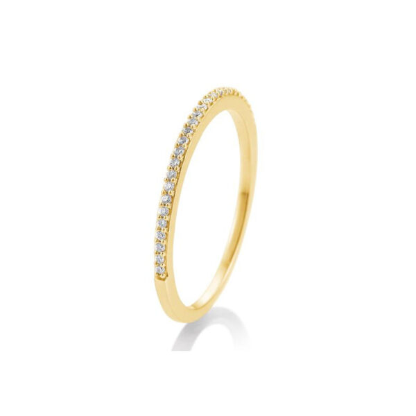 Bague mémoire or jaune 750/18 ct. avec diamants, serti griffes, total 0,112 ct. H Si