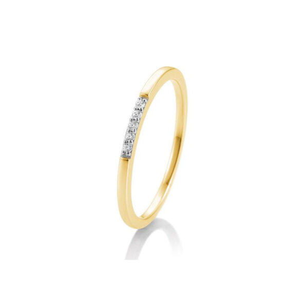 Bague mémoire or jaune 750/18 ct. avec diamants, serti griffes, total 0,038 ct. H Si