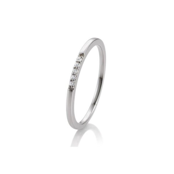 Bague mémoire platine 950 avec diamants, serti griffes, total 0,038 ct. H Si
