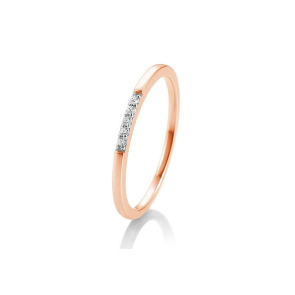 Bague mémoire or rose 750/18 ct. avec diamants, serti griffes, total 0,038 ct. H Si