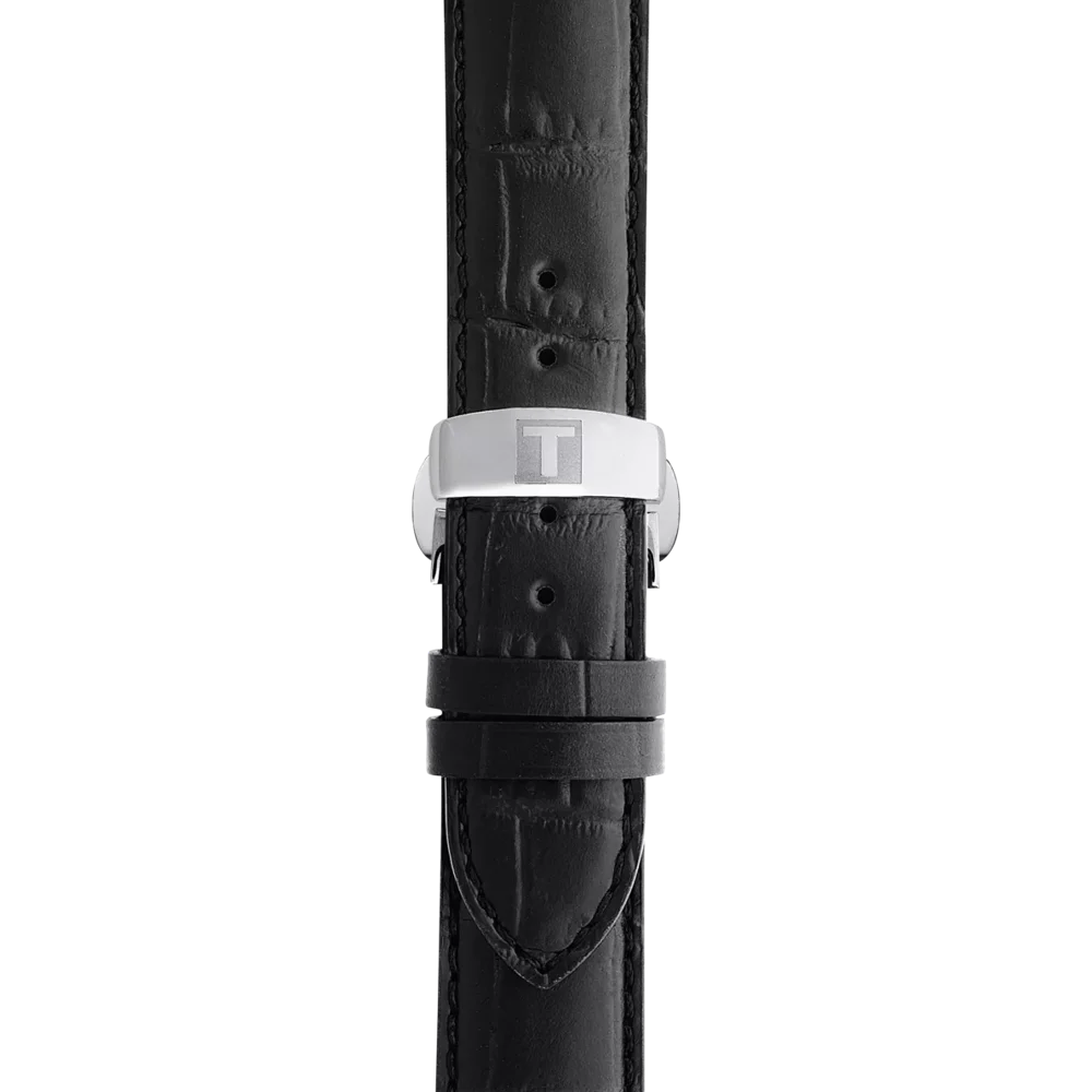 Bracelet de montre noir à boucle déployante argentée
