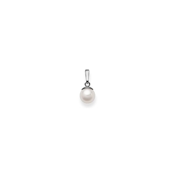 Pendentif avec perle Akoya, or blanc 750/18 ct.