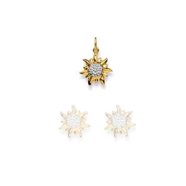 Pendentif Edelweiss or jaune 750/18 ct.