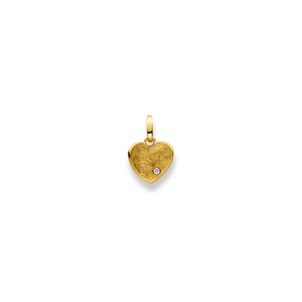 Pendentif Coeur or jaune 750/18 ct. diamant 0.02ct. Hsi